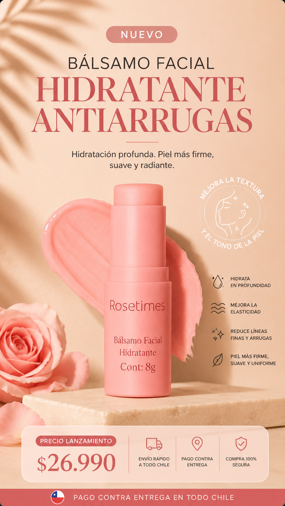 Bálsamo Facial Hidratante Antiarrugas Rosetimes - foto de producto