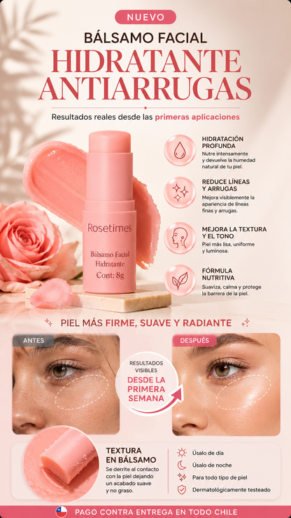 Bálsamo Facial Hidratante Antiarrugas Rosetimes - beneficios