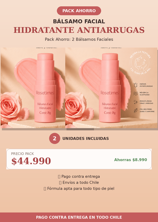 Pack de 2 unidades Bálsamo Facial Hidratante Antiarrugas Rosetimes